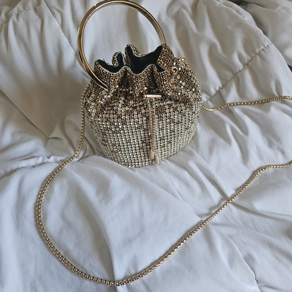 Champagne Rhinestone Bucket Bag - Picture 5 of 6